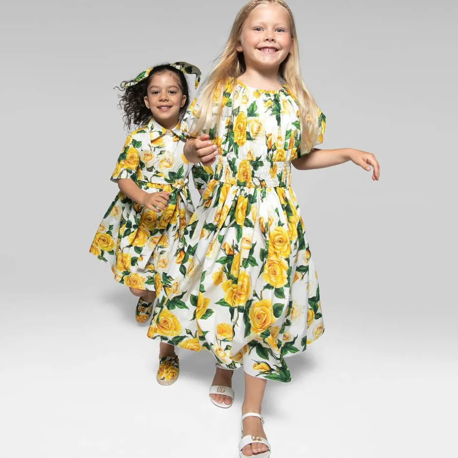 Dolce amp; Gabbana Girls Ivory Leather DG Heeled Sandals Outlet