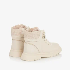 Mayoral Girls Ivory Leather Lace-Up Boots Outlet
