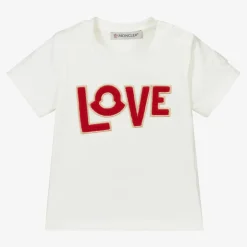 Moncler Enfant Girls Ivory Love T-Shirt Hot