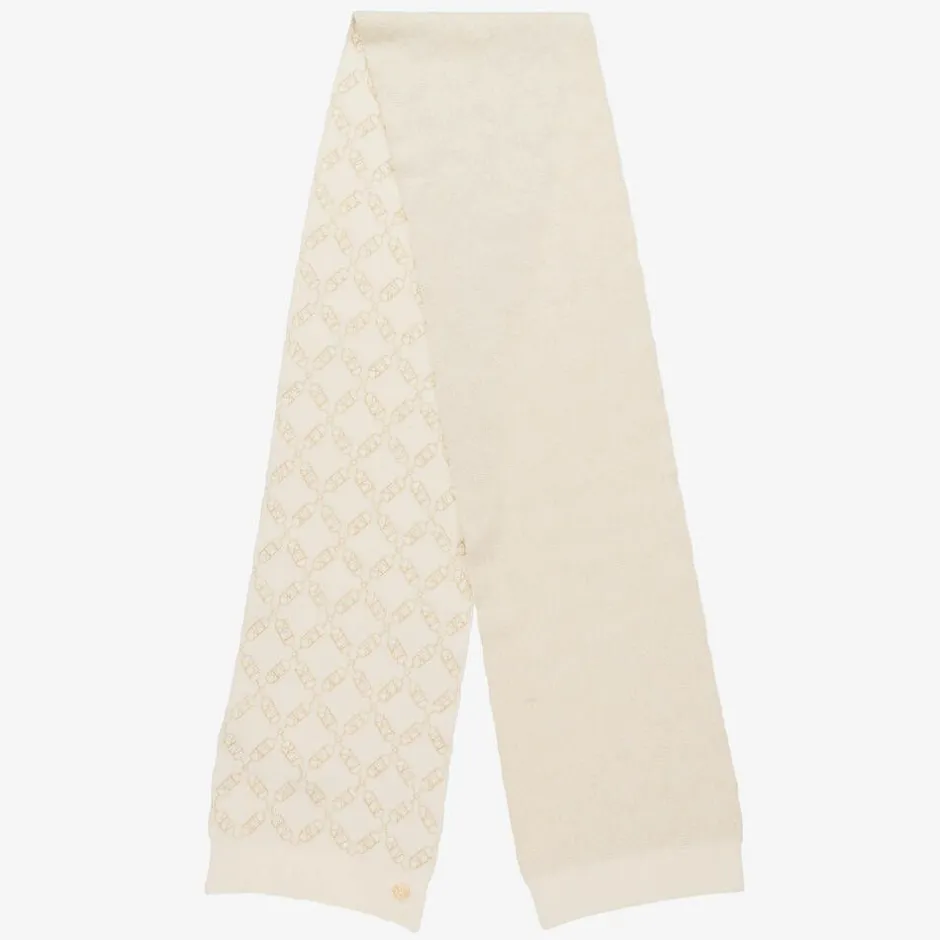 Michael Kors Kids Girls Ivory MK Empire Logo Scarf Discount