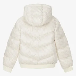 Guess Girls Ivory Monogram Puffer Jacket Outlet