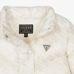 Guess Girls Ivory Monogram Puffer Jacket Outlet
