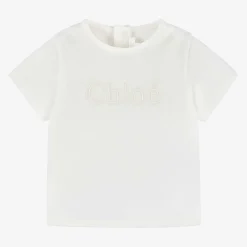 Chloé Girls Ivory Organic Cotton T-Shirt Hot