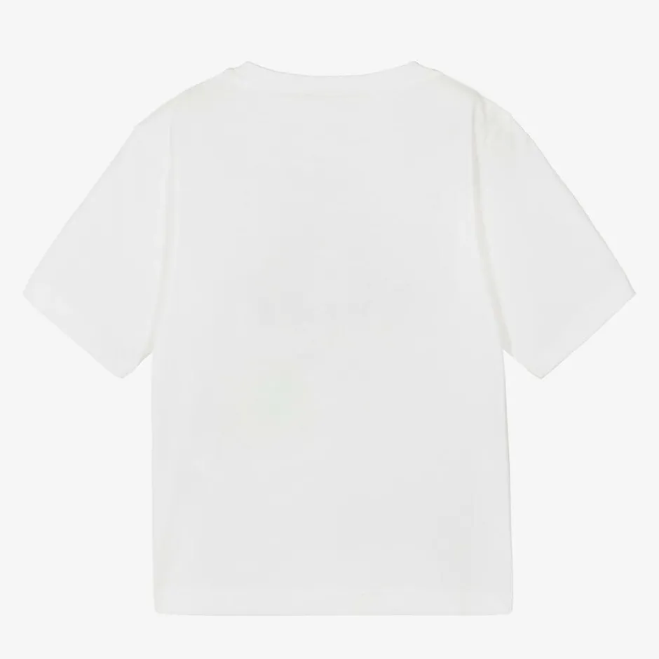 Stella McCartney Kids Girls Ivory Organic Cotton T-Shirt Outlet