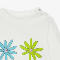 Stella McCartney Kids Girls Ivory Organic Cotton Flower Top Clearance