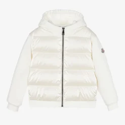 Moncler Enfant Girls Ivory Padded Cotton Zip-Up Top Discount