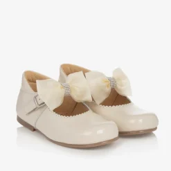 Childrens Classics Girls Ivory Patent Bow Shoes