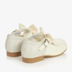 Sevva Girls Ivory Patent Faux Leather Bow Shoes Outlet