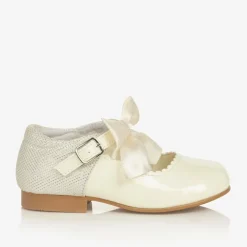 Sevva Girls Ivory Patent Faux Leather Bow Shoes Outlet