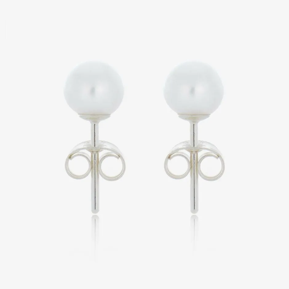 Raw Pearls Girls Ivory Pearl Earrings (5mm) Hot