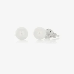 Raw Pearls Girls Ivory Pearl Earrings (5mm) Hot