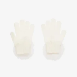 Monnalisa Girls Ivory Pom-Pom Knitted Gloves Discount
