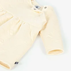 Petit Bateau Girls Ivory Quilted Heart Cotton Dress Clearance