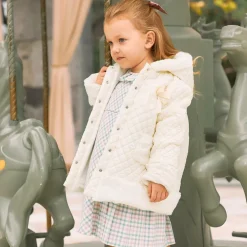 Patachou Girls Ivory Quilted Hooded Coat Sale