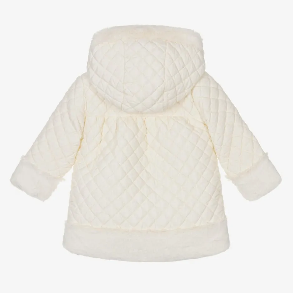 Patachou Girls Ivory Quilted Hooded Coat Sale