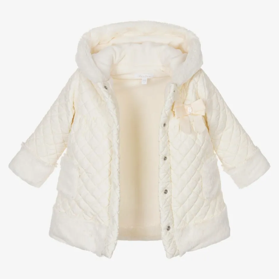 Patachou Girls Ivory Quilted Hooded Coat Sale