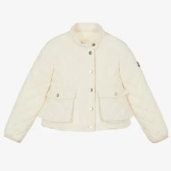 Moncler Enfant Girls Ivory Quilted Kamaria Jacket Discount