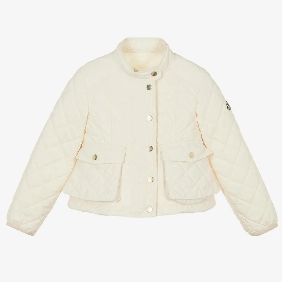 Moncler Enfant Girls Ivory Quilted Kamaria Jacket Discount