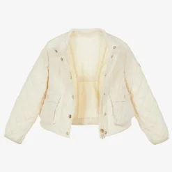 Moncler Enfant Girls Ivory Quilted Kamaria Jacket Discount
