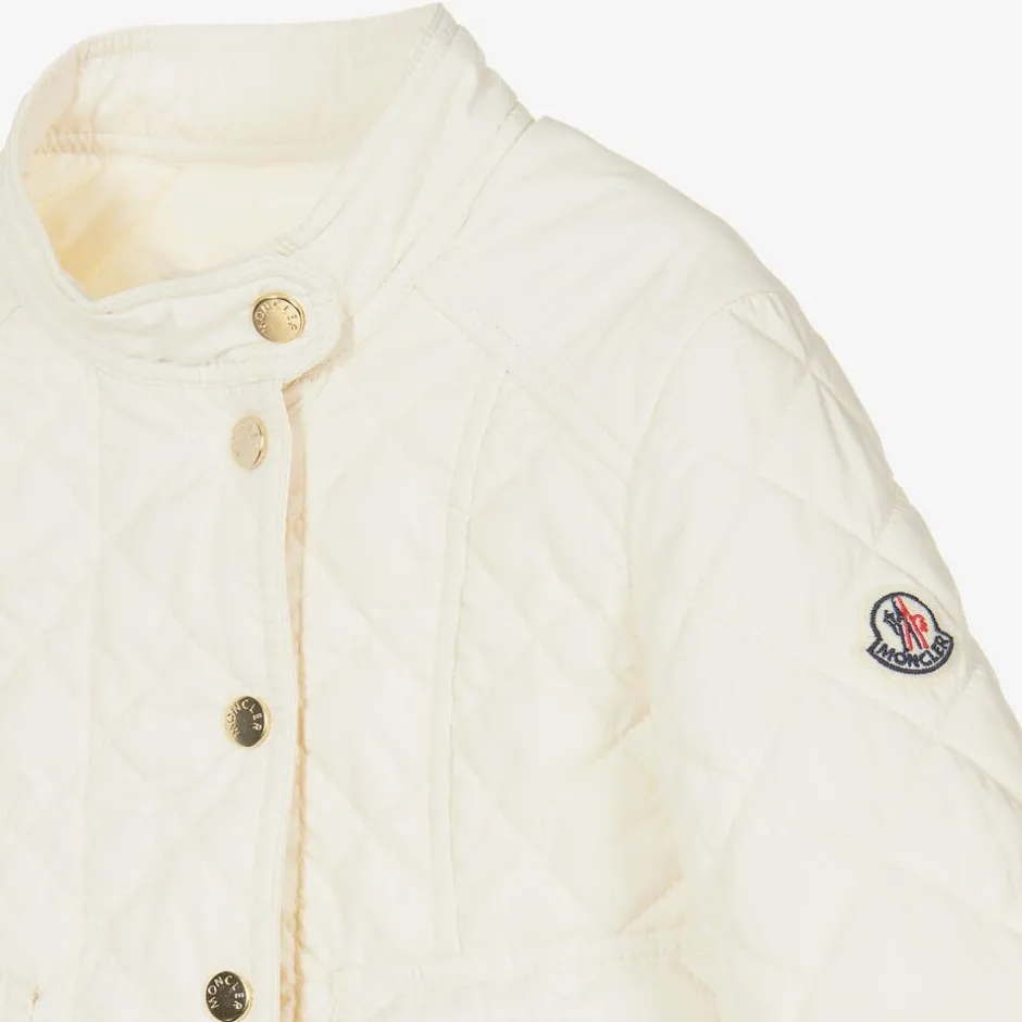 Moncler Enfant Girls Ivory Quilted Kamaria Jacket Discount