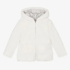 Lapin House Girls Ivory Reversible Faux Fur Jacket New