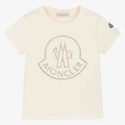 Moncler Enfant Girls Ivory Rhinestone T-Shirt