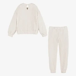 Mayoral Girls Ivory Ribbed Flower Tracksuit Clearance