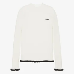 MSGM Girls Ivory Ribbed Turtleneck Sweater Best
