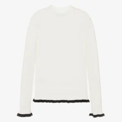 MSGM Girls Ivory Ribbed Turtleneck Sweater Best
