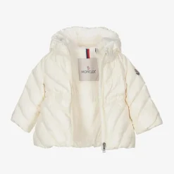 Moncler Enfant Girls Ivory Sanaa Hooded Down Coat Clearance
