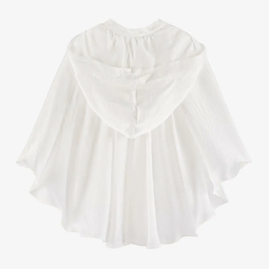 Amaya Girls Ivory Satin Hooded Cape Online