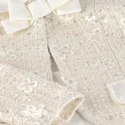 Mama Luma Girls Ivory Sequin Tweed Jacket Online