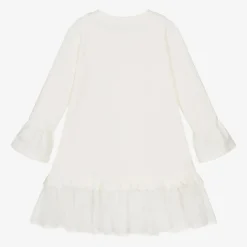 Monnalisa Girls Ivory Snowflake Cotton Dress