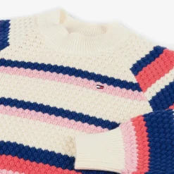 Tommy Hilfiger Girls Ivory Striped Cotton Sweater Outlet