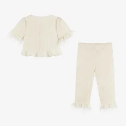 Patachou Girls Ivory Tweed Trouser Set Outlet