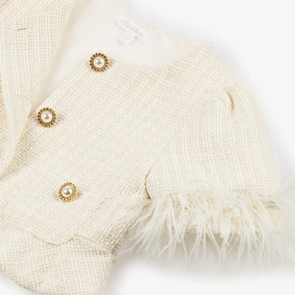 Patachou Girls Ivory Tweed Trouser Set Outlet