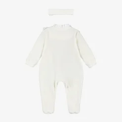 Lapin House Girls Ivory Velour Babygrow Set New