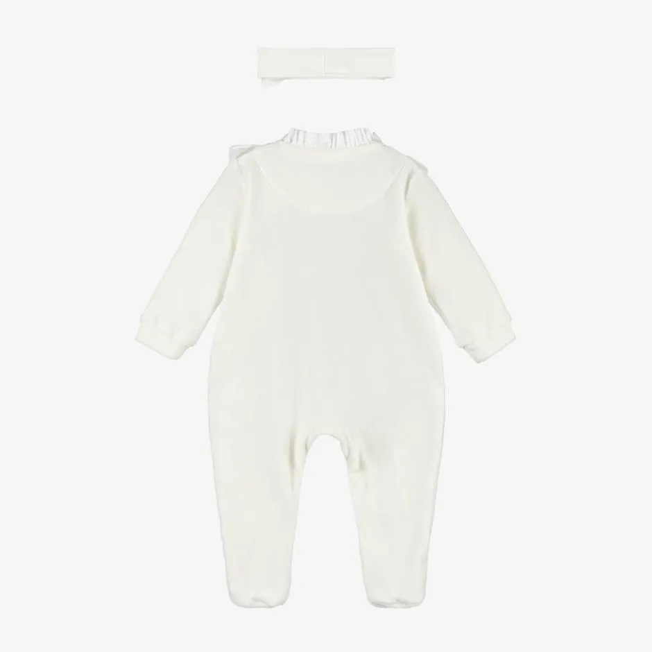 Lapin House Girls Ivory Velour Babygrow Set New