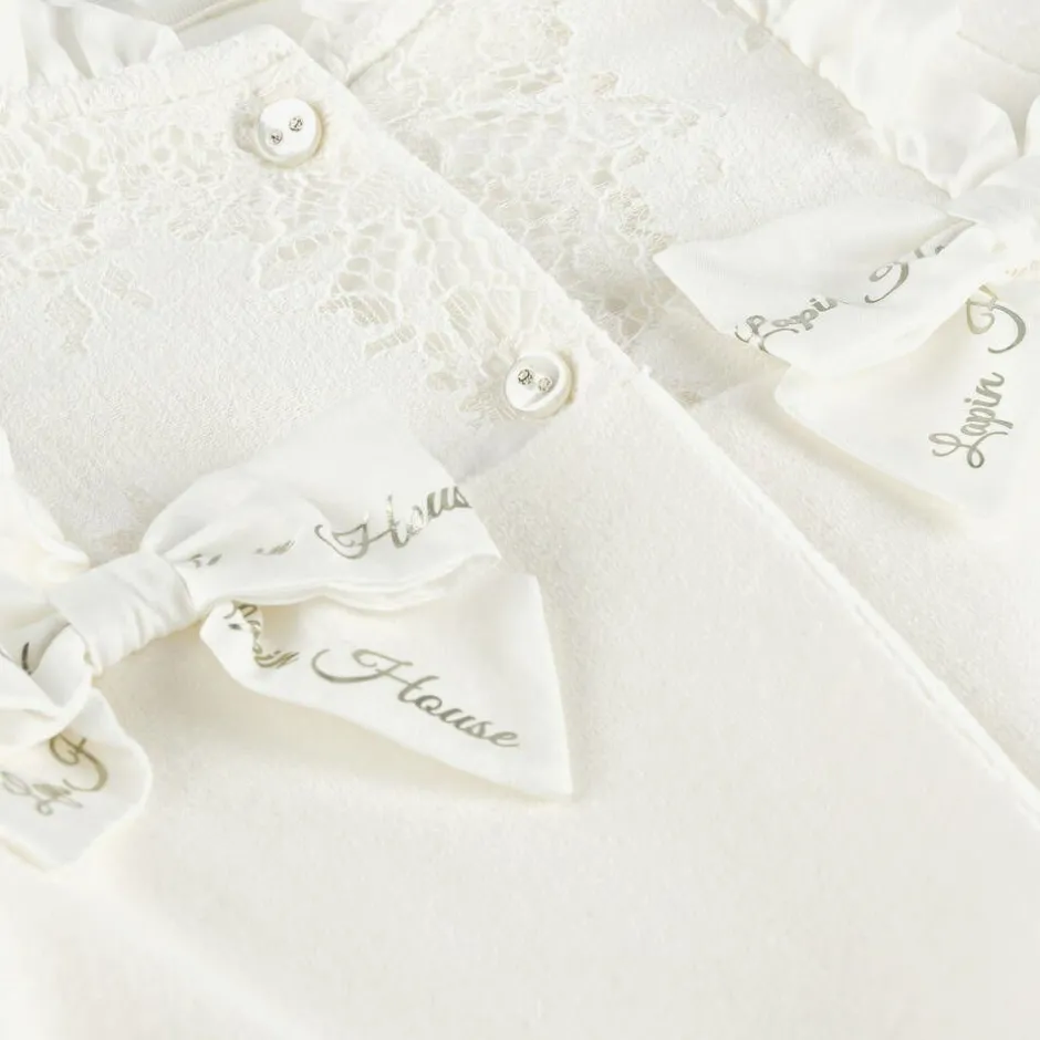Lapin House Girls Ivory Velour Babygrow Set New