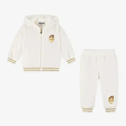 Moschino Baby Girls Ivory Velour Tracksuit Best