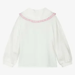 Monnalisa Girls Ivory Viscose Collared Blouse Discount