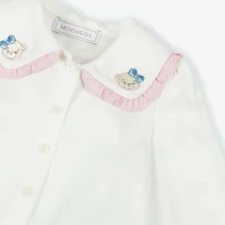 Monnalisa Girls Ivory Viscose Collared Blouse Discount