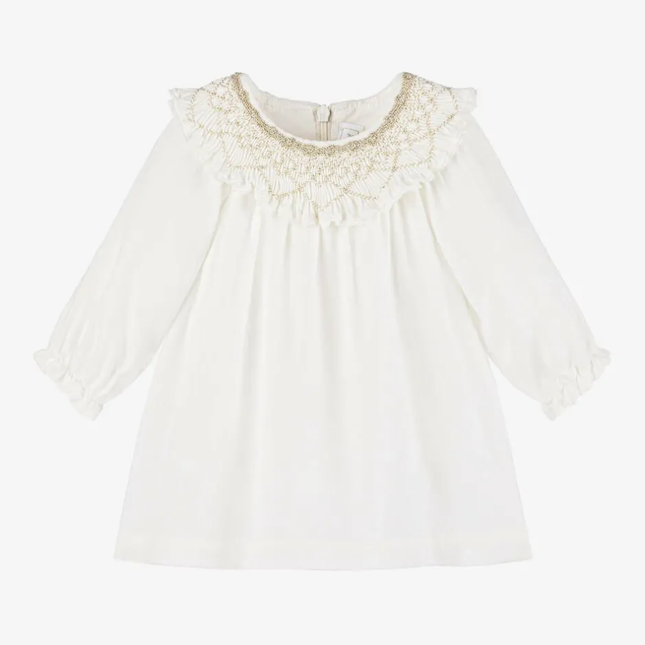 Tartine et Chocolat Girls Ivory Viscose Crêpe Dress