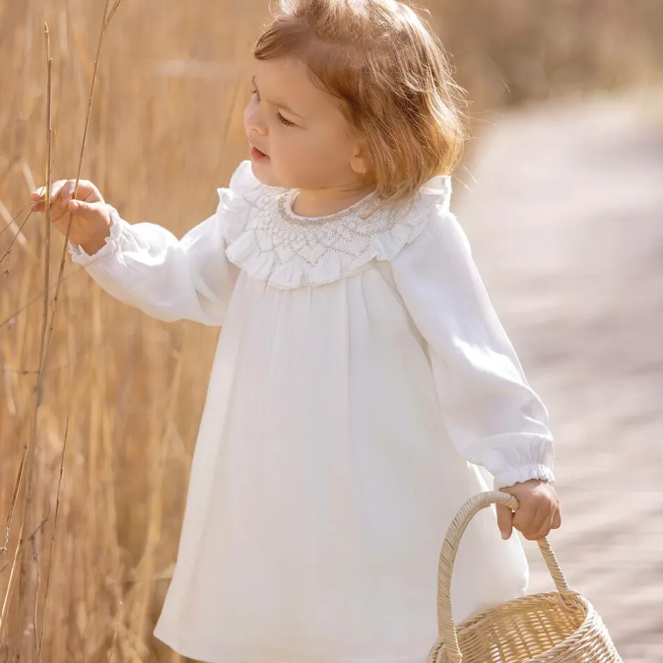 Tartine et Chocolat Girls Ivory Viscose Crêpe Dress