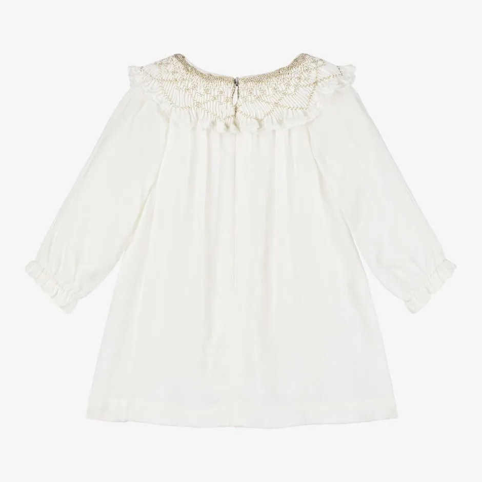 Tartine et Chocolat Girls Ivory Viscose Crêpe Dress