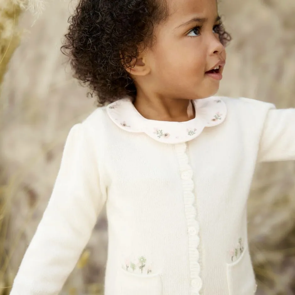 Tartine et Chocolat Girls Ivory Wool & Cashmere Knit Cardigan Online