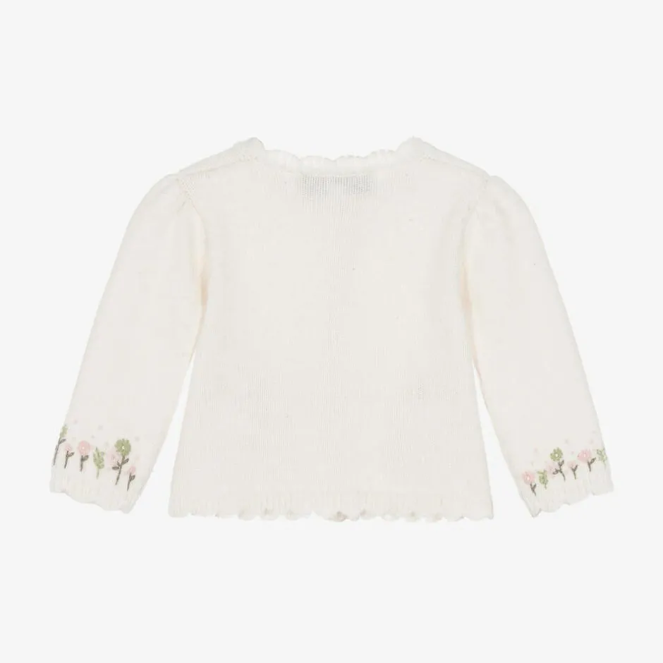 Tartine et Chocolat Girls Ivory Wool & Cashmere Knit Cardigan Online