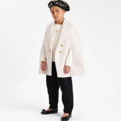 Balmain Girls Ivory Wool & Cashmere Cape Outlet