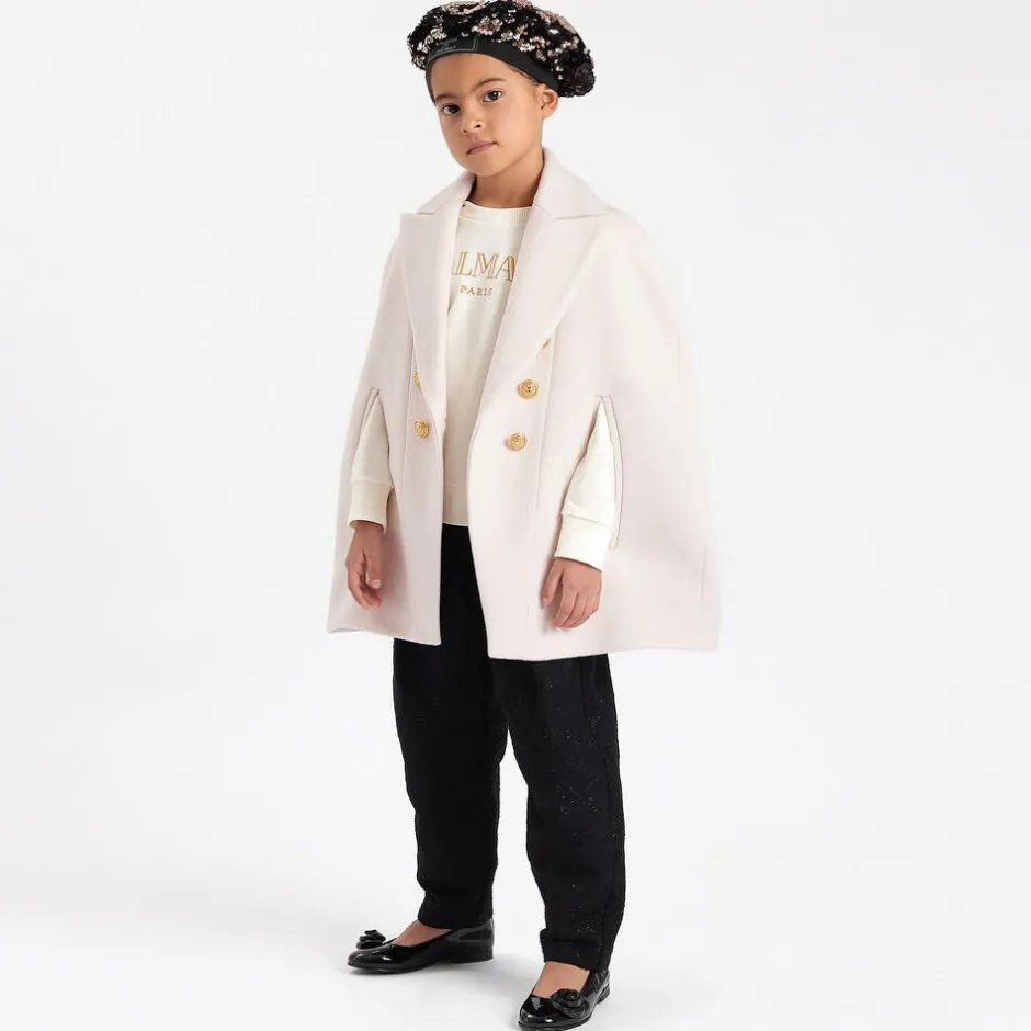 Balmain Girls Ivory Wool & Cashmere Cape Outlet