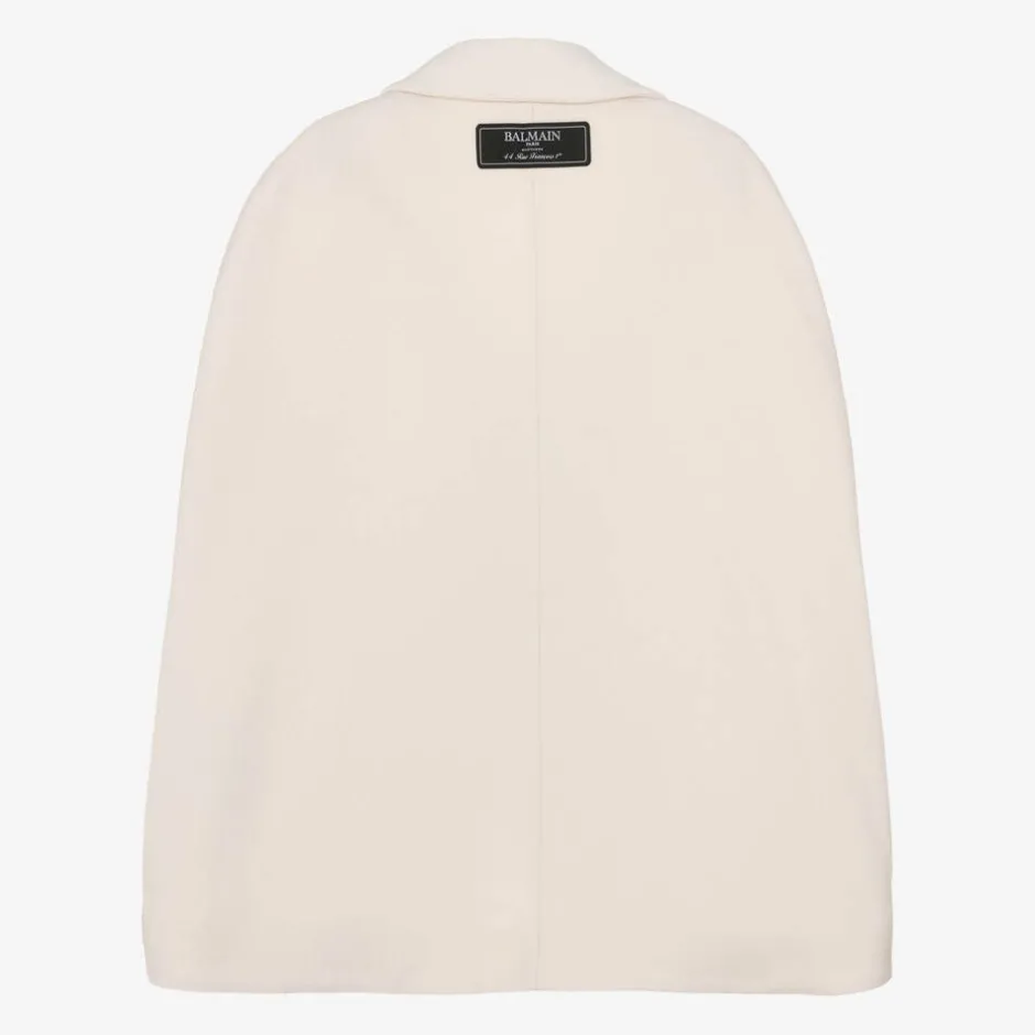 Balmain Girls Ivory Wool & Cashmere Cape Outlet